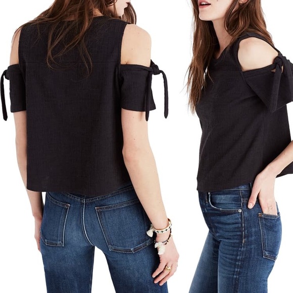 Madewell Skylark Cold Shoulder Top in Black - Picture 7 of 8